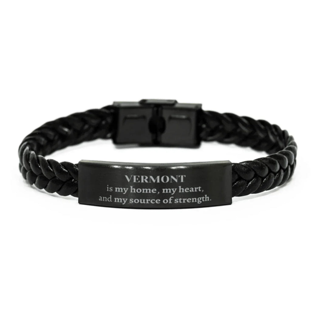 Vermont is my home Gifts, Lovely Vermont Birthday Christmas Braided Leather Bracelet For People from Vermont, Men, Women, Friends