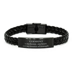 Vermont is my home Gifts, Lovely Vermont Birthday Christmas Braided Leather Bracelet For People from Vermont, Men, Women, Friends