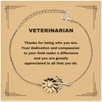 Veterinarian Appreciation Sunflower Bracelet – 18k Gold & Sterling Silver Gift for Animal Lovers