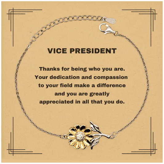 Vice PresidentSunflower Bracelet - Thanks for being who you are - Birthday Christmas Jewelry Gifts Coworkers Colleague Boss - Mallard Moon Gift Shop