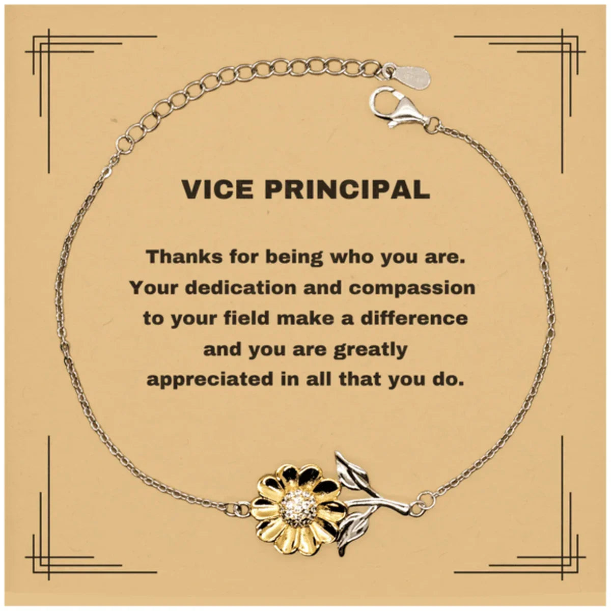 Vice PrincipalSunflower Bracelet - Thanks for being who you are - Birthday Christmas Jewelry Gifts Coworkers Colleague Boss