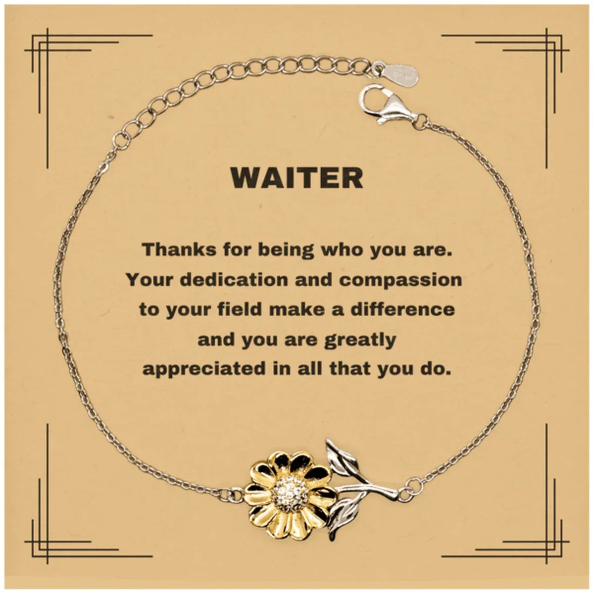 WaiterSunflower Bracelet - Thanks for being who you are - Birthday Christmas Jewelry Gifts Coworkers Colleague Boss