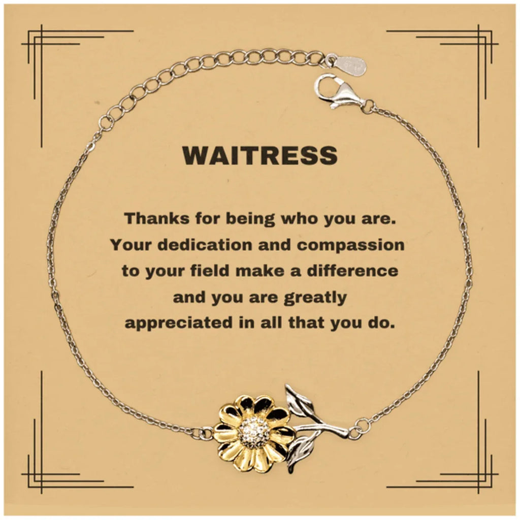 WaitressSunflower Bracelet - Thanks for being who you are - Birthday Christmas Jewelry Gifts Coworkers Colleague Boss