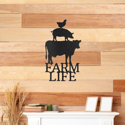 Farm Life Animals Cow Pig Chicken Indoor Outdoor Steel Wall Sign Metal Art - Mallard Moon Gift Shop