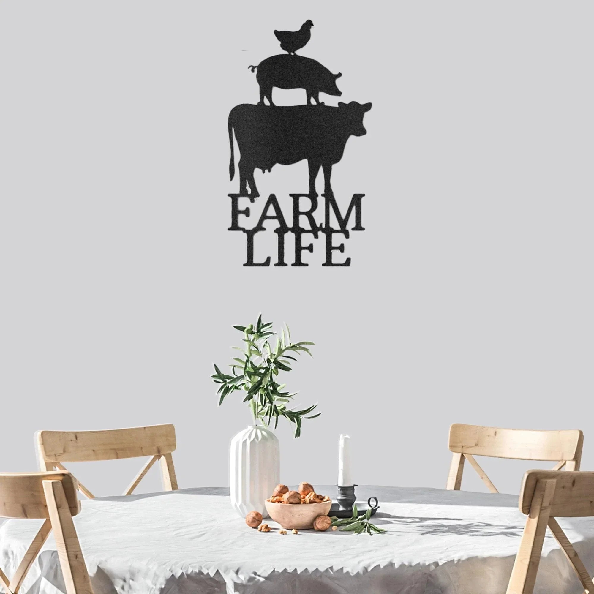 Farm Life Animals Cow Pig Chicken Indoor Outdoor Steel Wall Sign Metal Art