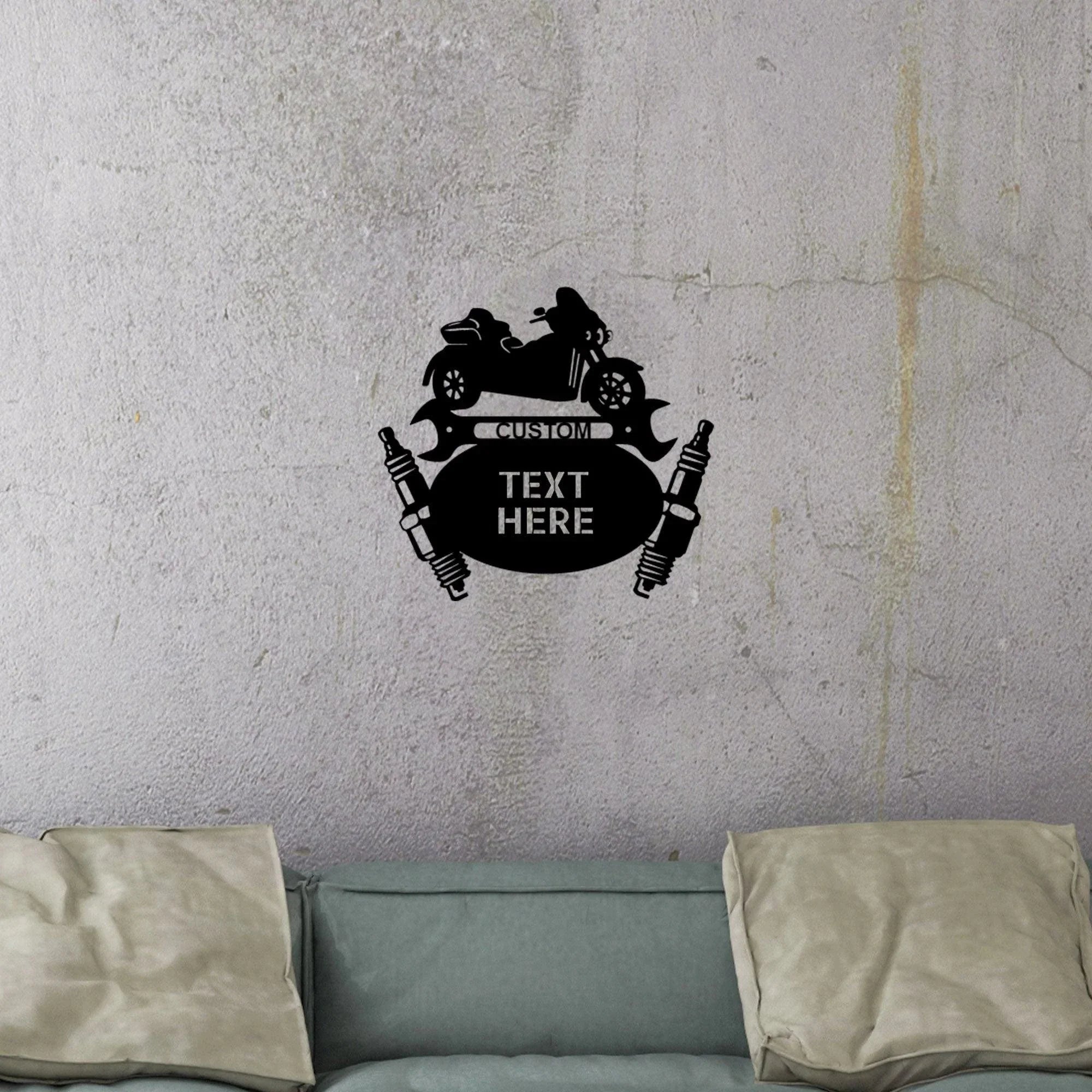 Trike Motorcycle Mechanic Custom Monogram Indoor Outdoor Steel Sign
