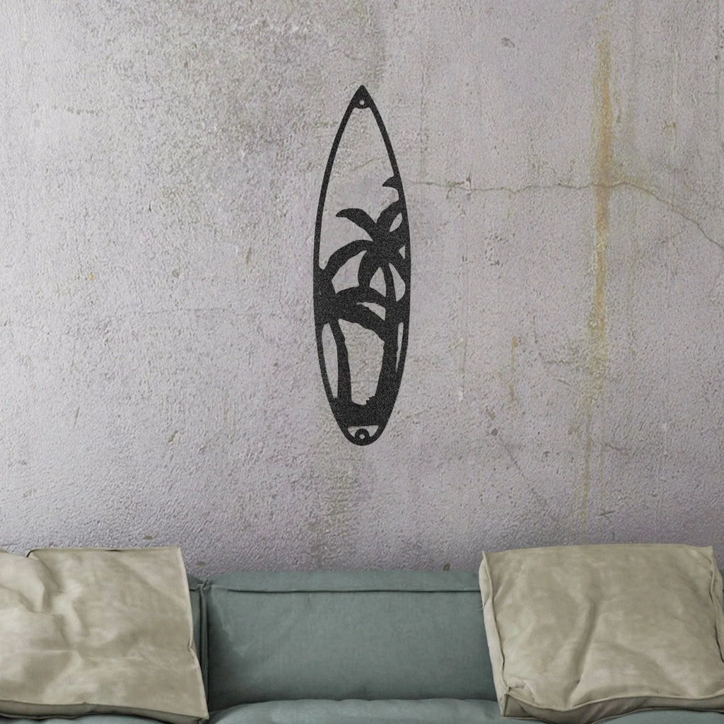 Surfboard Palm Trees Indoor Outdoor Steel Wall Sign Art