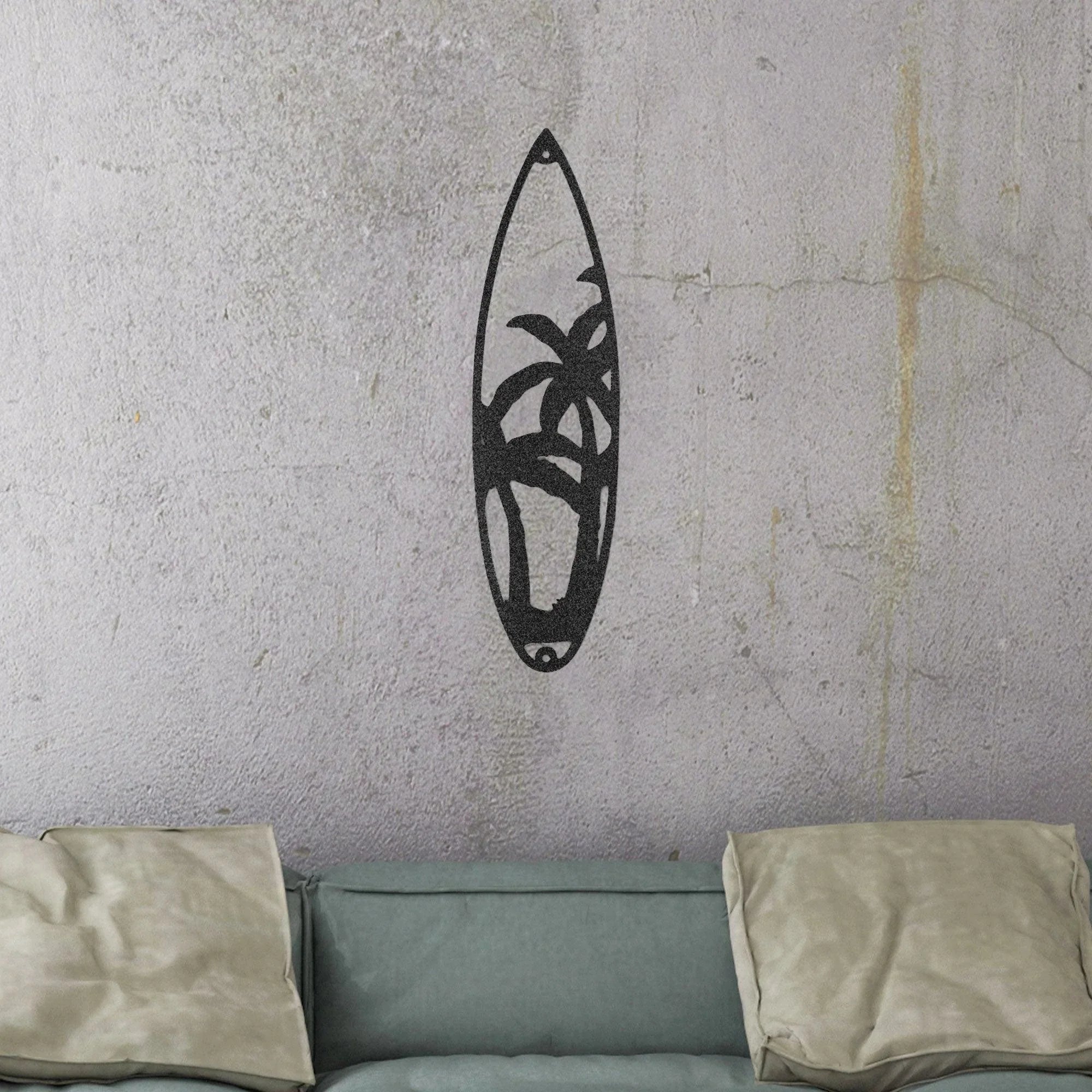 Surfboard Palm Trees Indoor Outdoor Steel Wall Sign Art