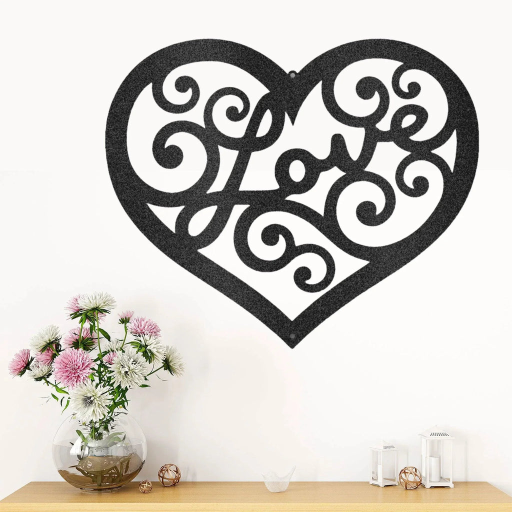 Love Heart Swirl Metal Wall Art