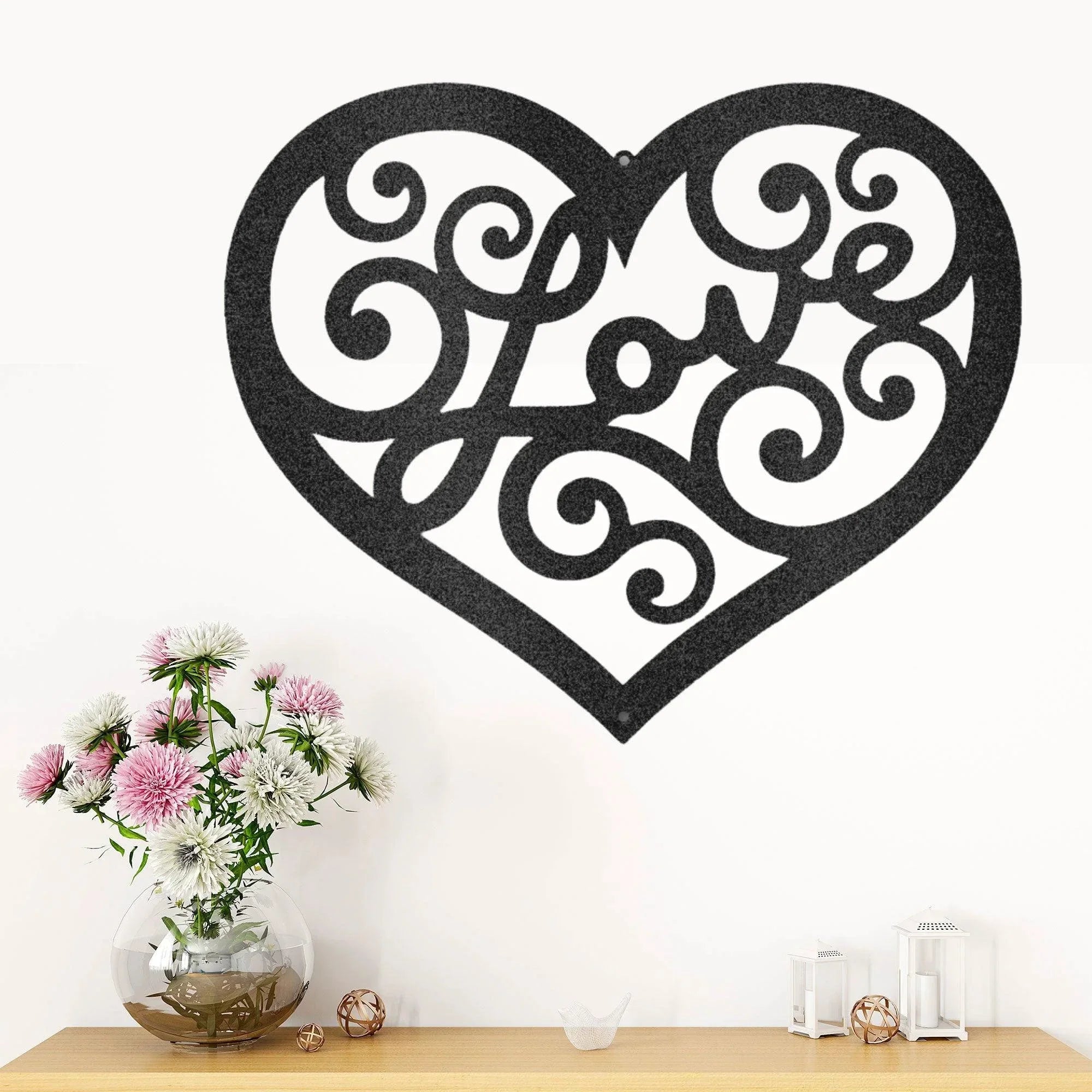 Love Heart Swirl Metal Wall Art