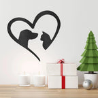 Pet Love Dog and Cat Heart Indoor Outdoor Steel Sign
