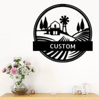 Farm Scene Custom Name Steel Wall Sign Metal Art
