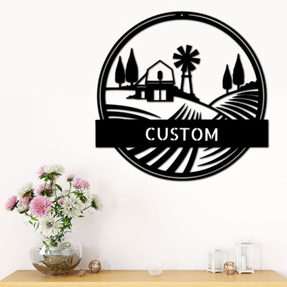 Farm Scene Custom Name Steel Wall Sign Metal Art - Mallard Moon Gift Shop