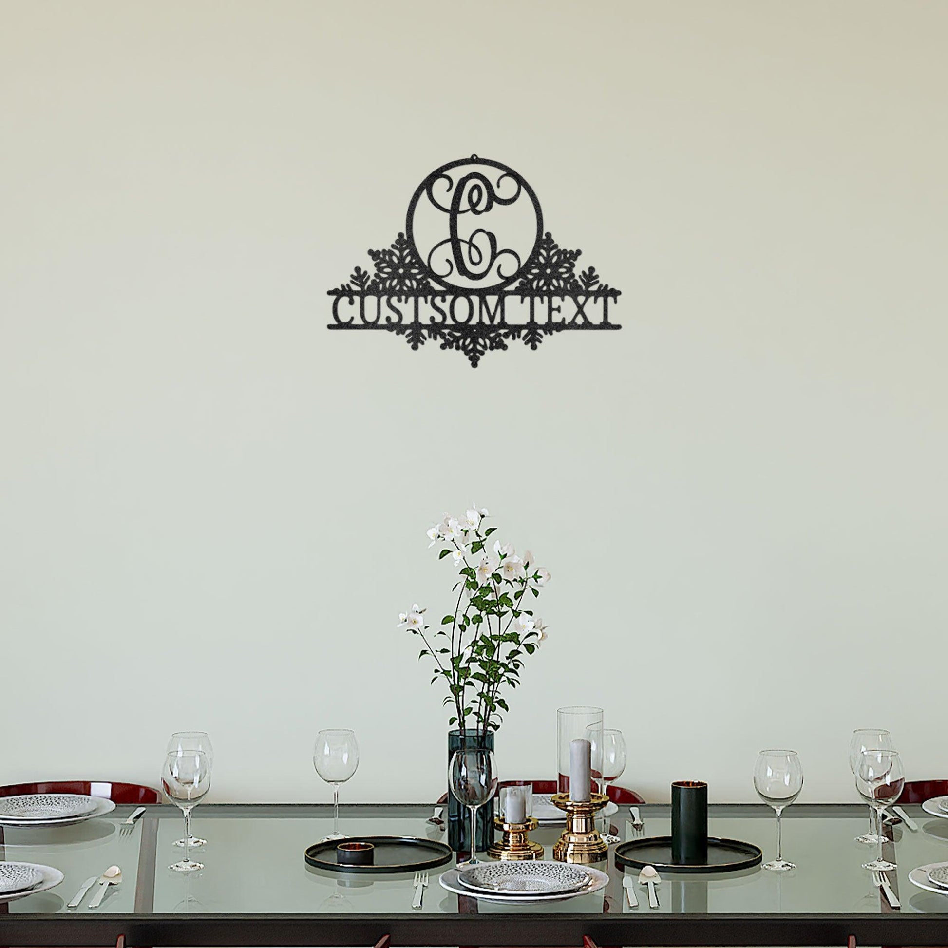 Snowfall Initial Custom Family Name Indoor Outdoor Steel Wall Sign - Mallard Moon Gift Shop