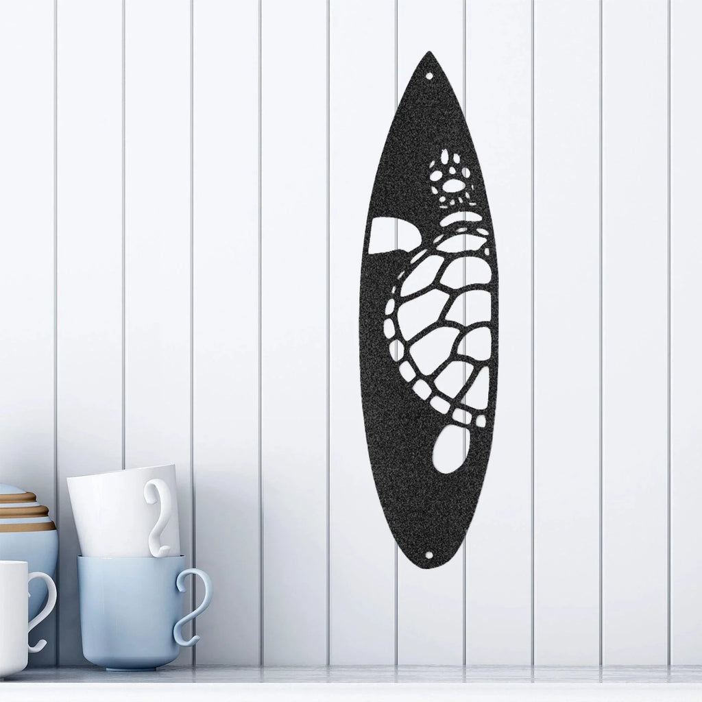 Surfboard Sea Turtle Indoor Outdoor Steel Wall Sign