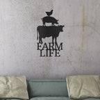 Farm Life Animals Cow Pig Chicken Indoor Outdoor Steel Wall Sign Metal Art