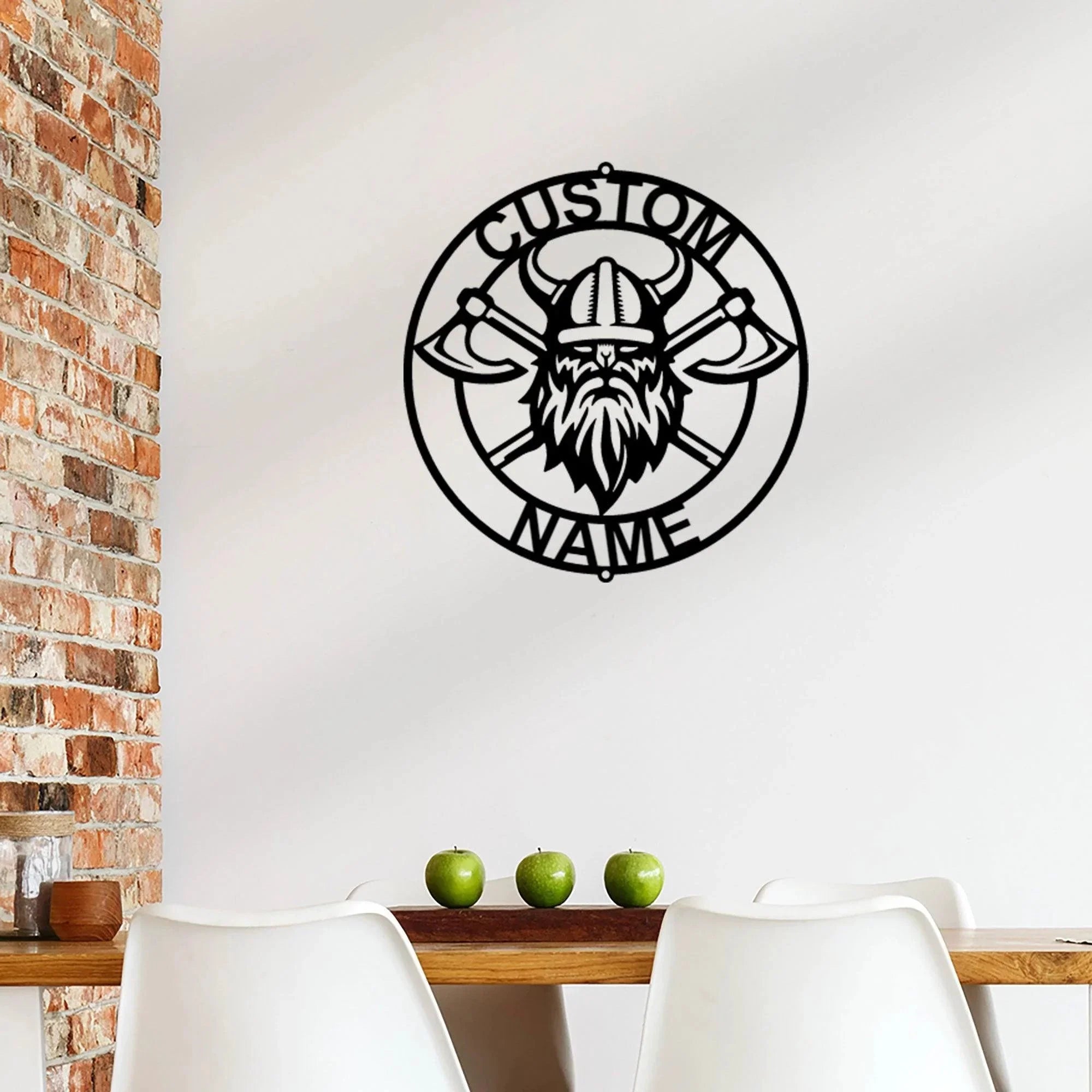Viking Battle Axe Ring Monogram Personalized Name Indoor Outdoor Steel Wall Sign Metal Art