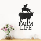 Farm Life Animals Cow Pig Chicken Indoor Outdoor Steel Wall Sign Metal Art