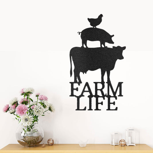 Farm Life Animals Cow Pig Chicken Indoor Outdoor Steel Wall Sign Metal Art - Mallard Moon Gift Shop