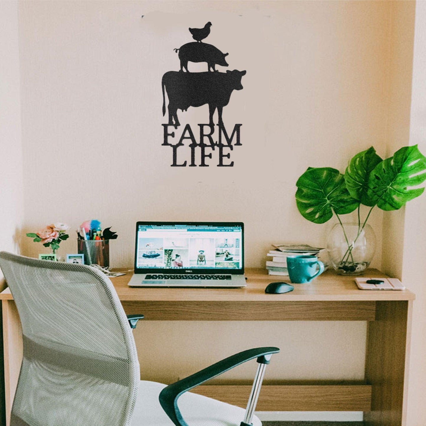Farm Life Animals Cow Pig Chicken Indoor Outdoor Steel Wall Sign Metal Art - Mallard Moon Gift Shop