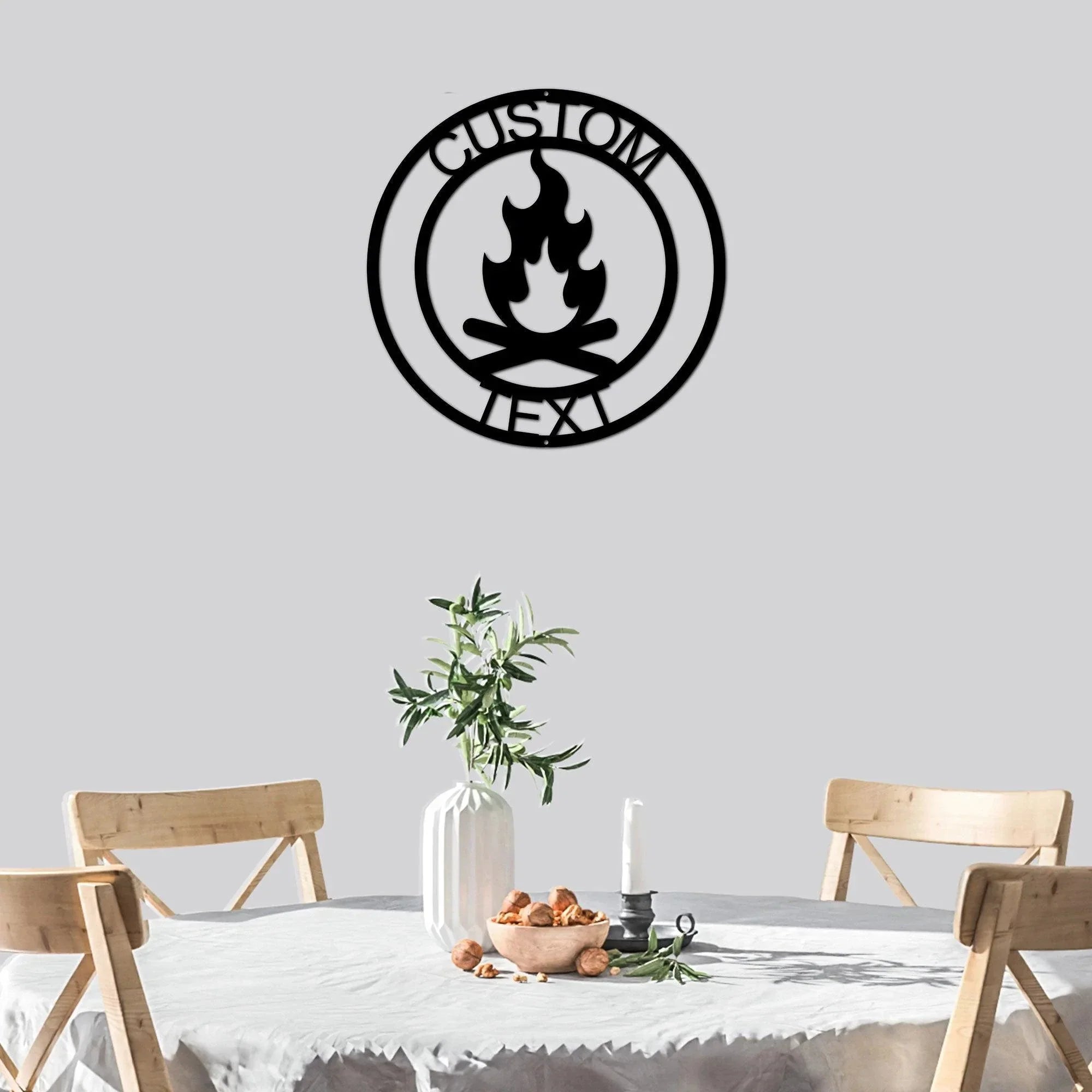 Campfire Custom Monogram Indoor Outdoor Steel Wall Sign Metal Art Home Décor