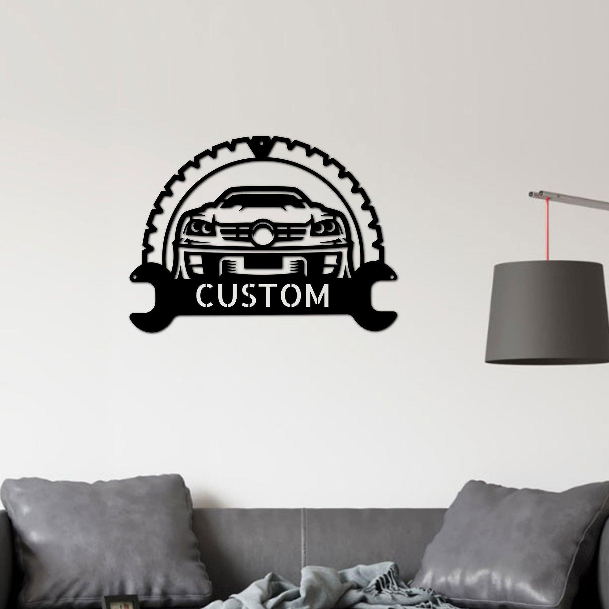 Personalized Classic Car Monogram Indoor Outdoor Steel Wall Sign - Mallard Moon Gift Shop