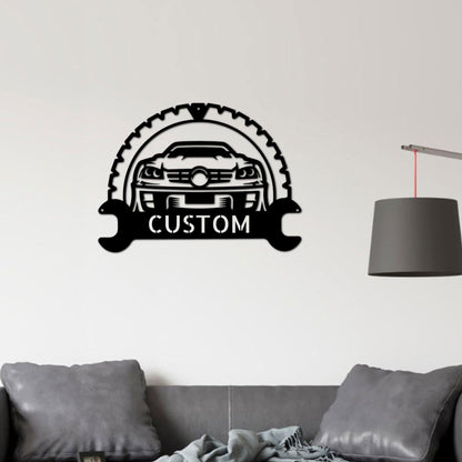 Personalized Classic Car Monogram Indoor Outdoor Steel Wall Sign - Mallard Moon Gift Shop