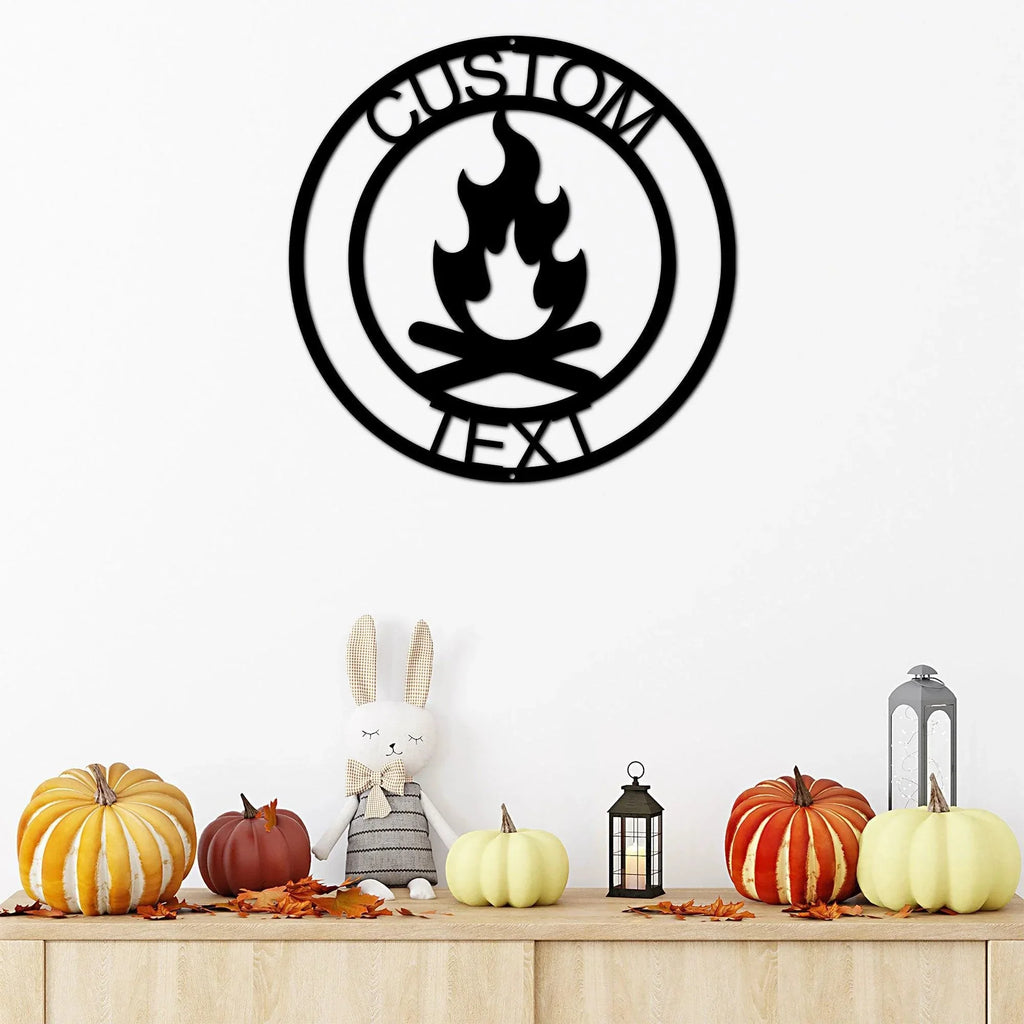 Campfire Custom Monogram Indoor Outdoor Steel Wall Sign Metal Art Home Décor