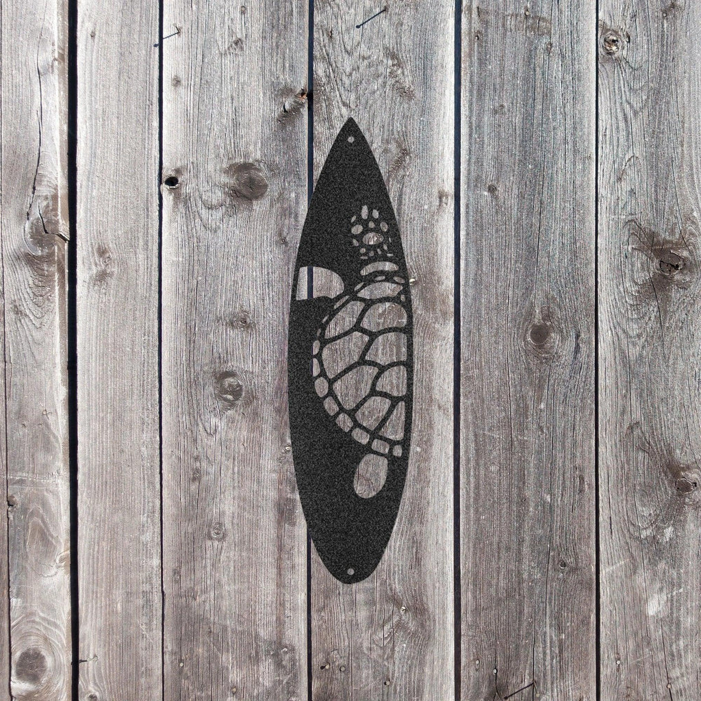 Surfboard Sea Turtle Indoor Outdoor Steel Wall Sign
