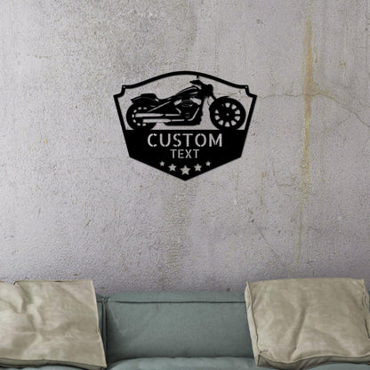 Chopper Motorcycle Shop Custom Name Monogram Indoor Outdoor Steel Wall Sign - Mallard Moon Gift Shop