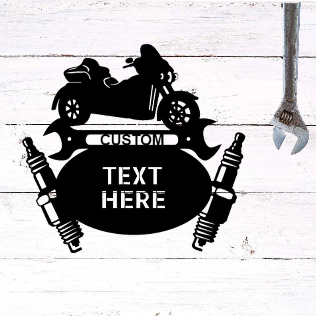 Trike Motorcycle Mechanic Custom Monogram Indoor Outdoor Steel Sign