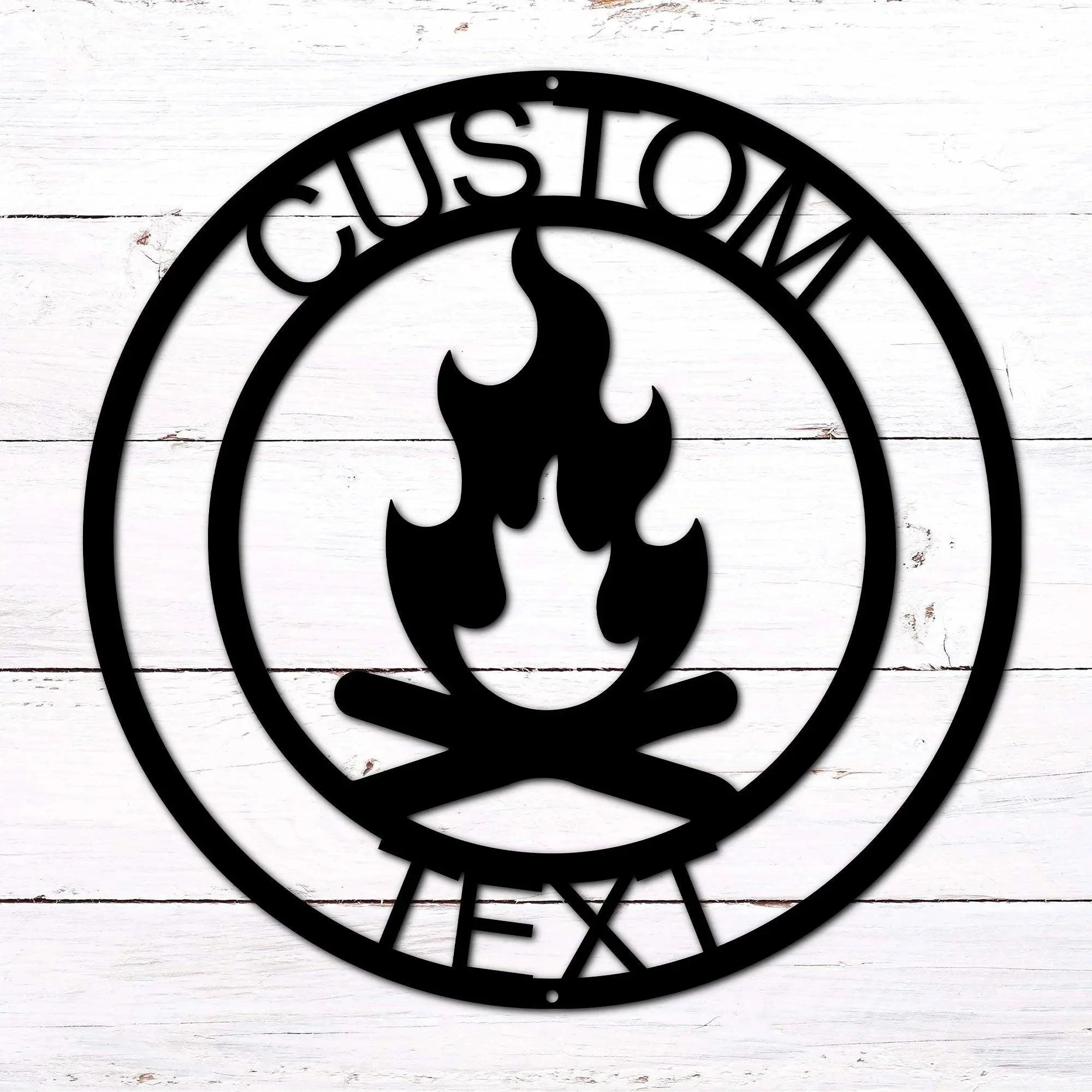 Campfire Custom Monogram Indoor Outdoor Steel Wall Sign Metal Art Home Décor