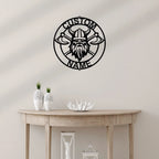 Viking Battle Axe Ring Monogram Personalized Name Indoor Outdoor Steel Wall Sign Metal Art
