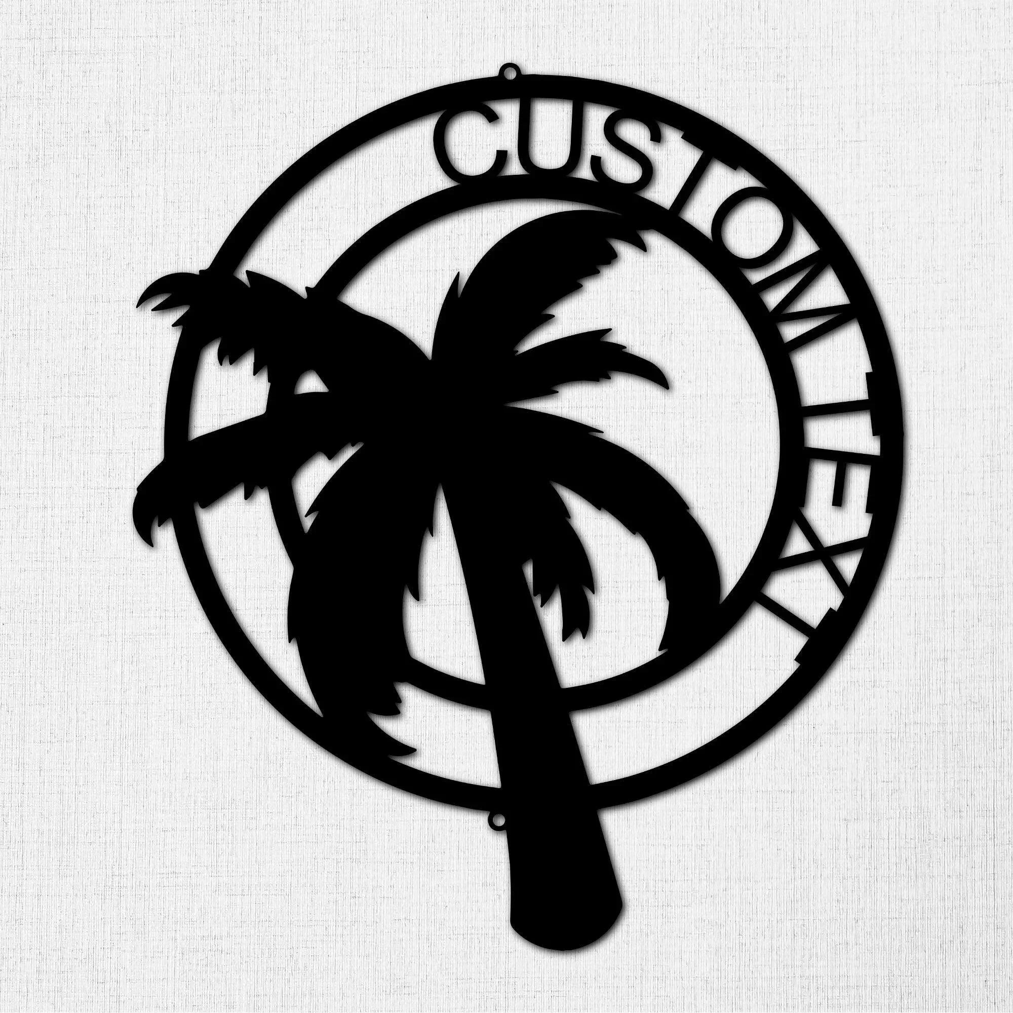 Palm Tree Custom Name Indoor Outdoor Metal Art Wall Sign