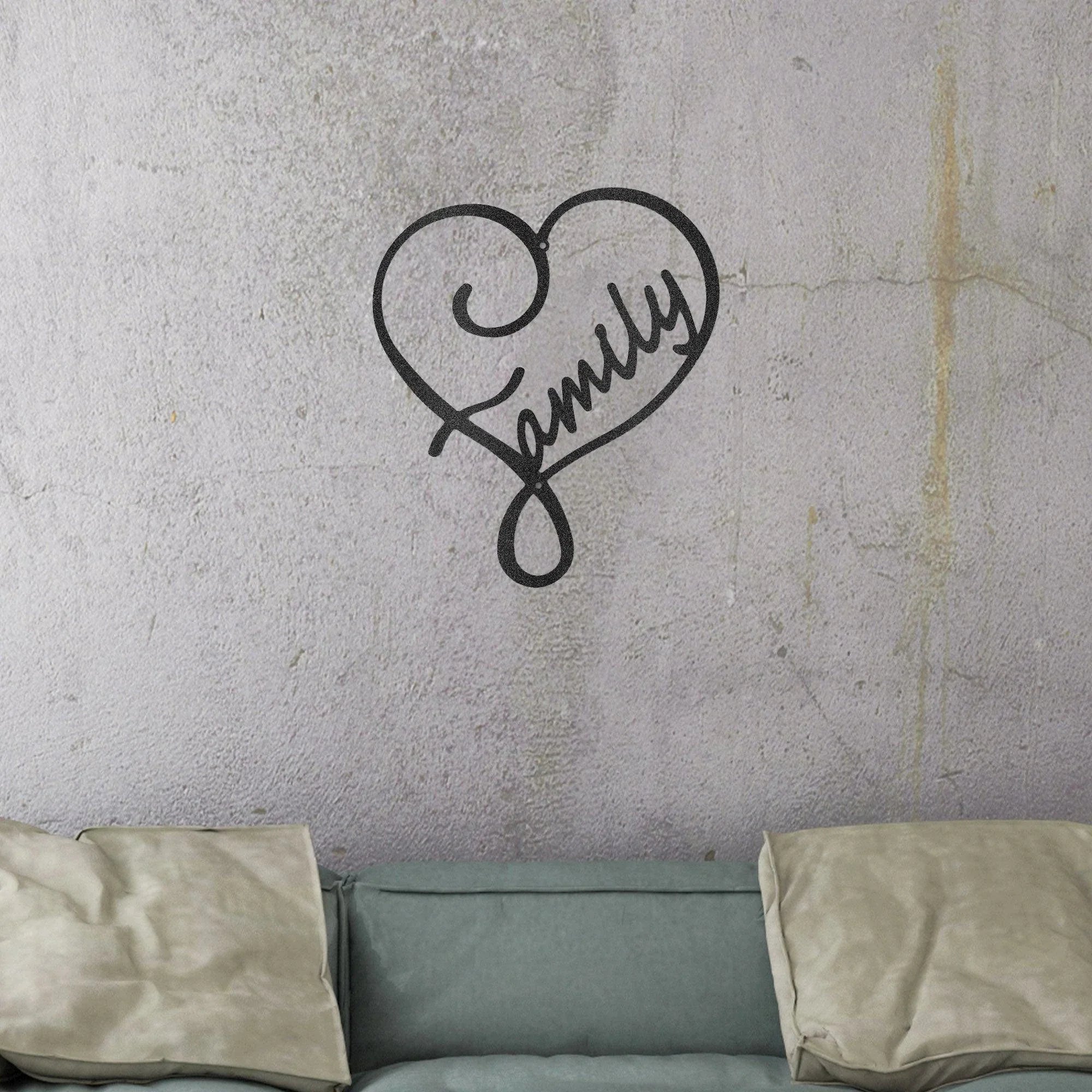 Family Love Indoor Outdoor Steel Wall Sign Metal Art