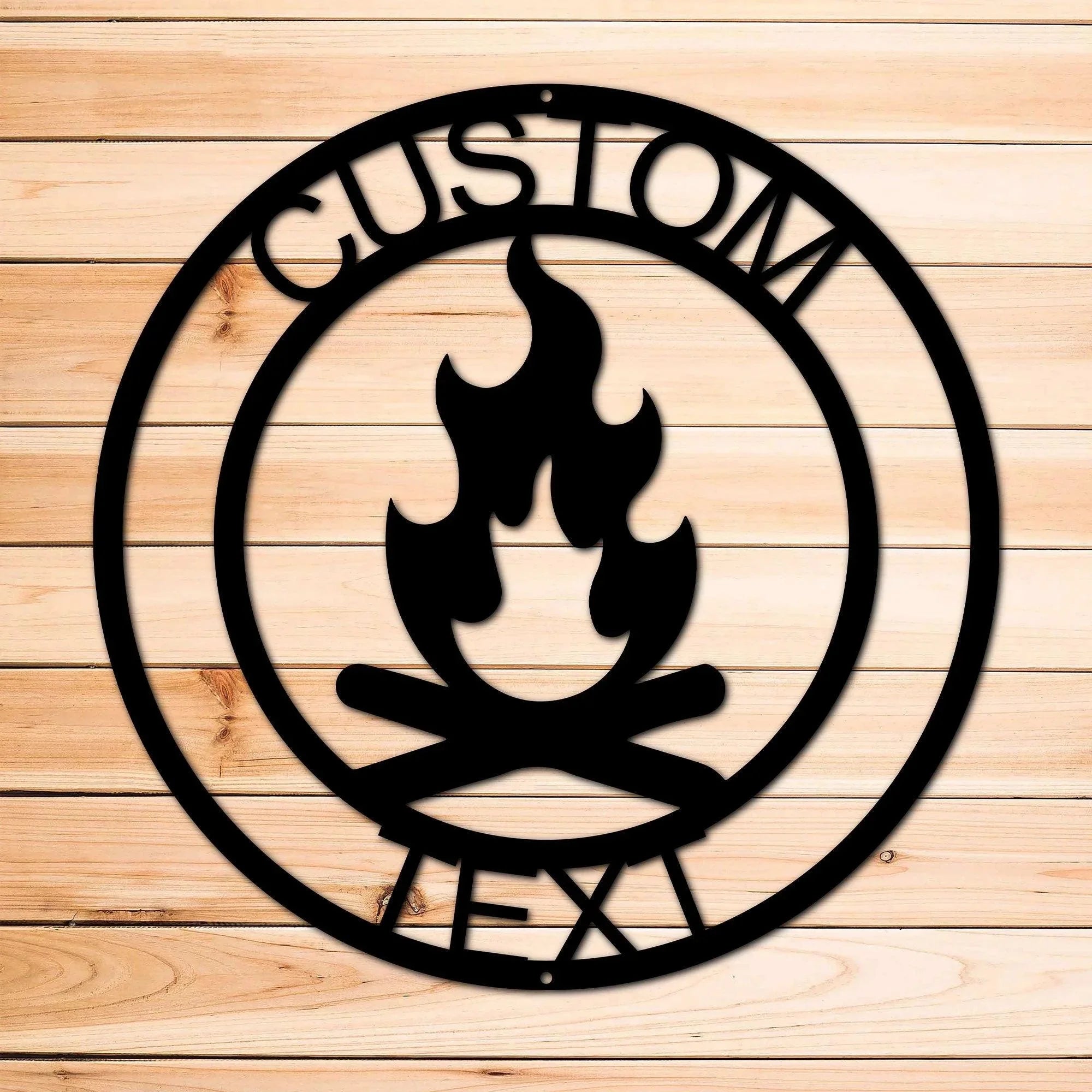 Campfire Custom Monogram Indoor Outdoor Steel Wall Sign Metal Art Home Décor