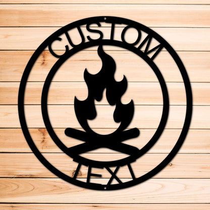 Campfire Custom Monogram Indoor Outdoor Steel Wall Sign Metal Art Home Décor - Mallard Moon Gift Shop