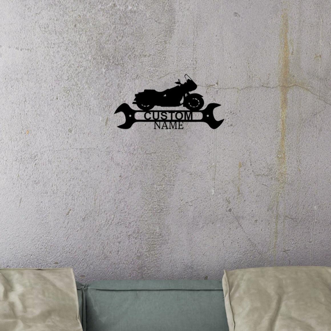 Cruiser Motorcycle Shop Monogram Personalized Indoor Outdoor Steel Wall Sign Metal Art - Mallard Moon Gift Shop