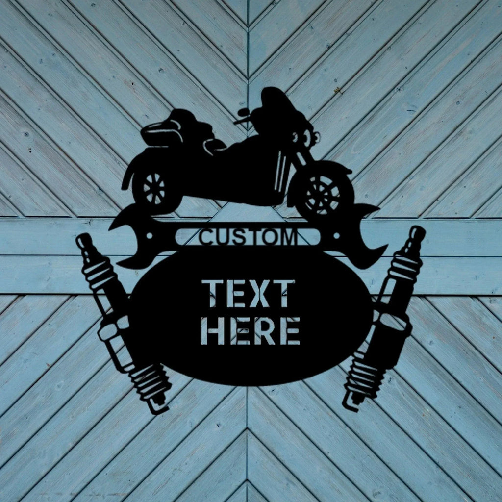Trike Motorcycle Mechanic Custom Monogram Indoor Outdoor Steel Sign