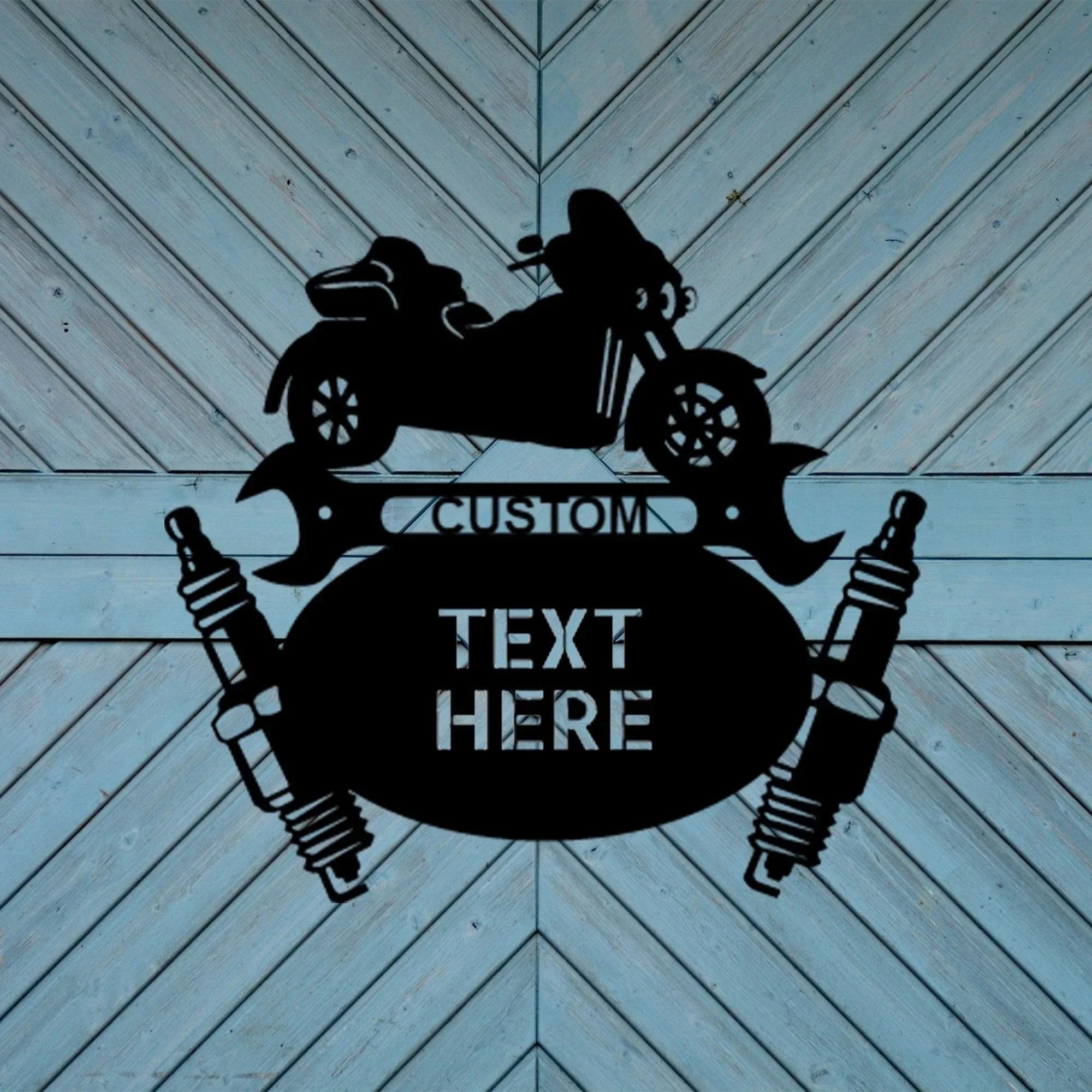 Trike Motorcycle Mechanic Custom Monogram Indoor Outdoor Steel Sign