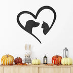 Pet Love Dog and Cat Heart Indoor Outdoor Steel Sign