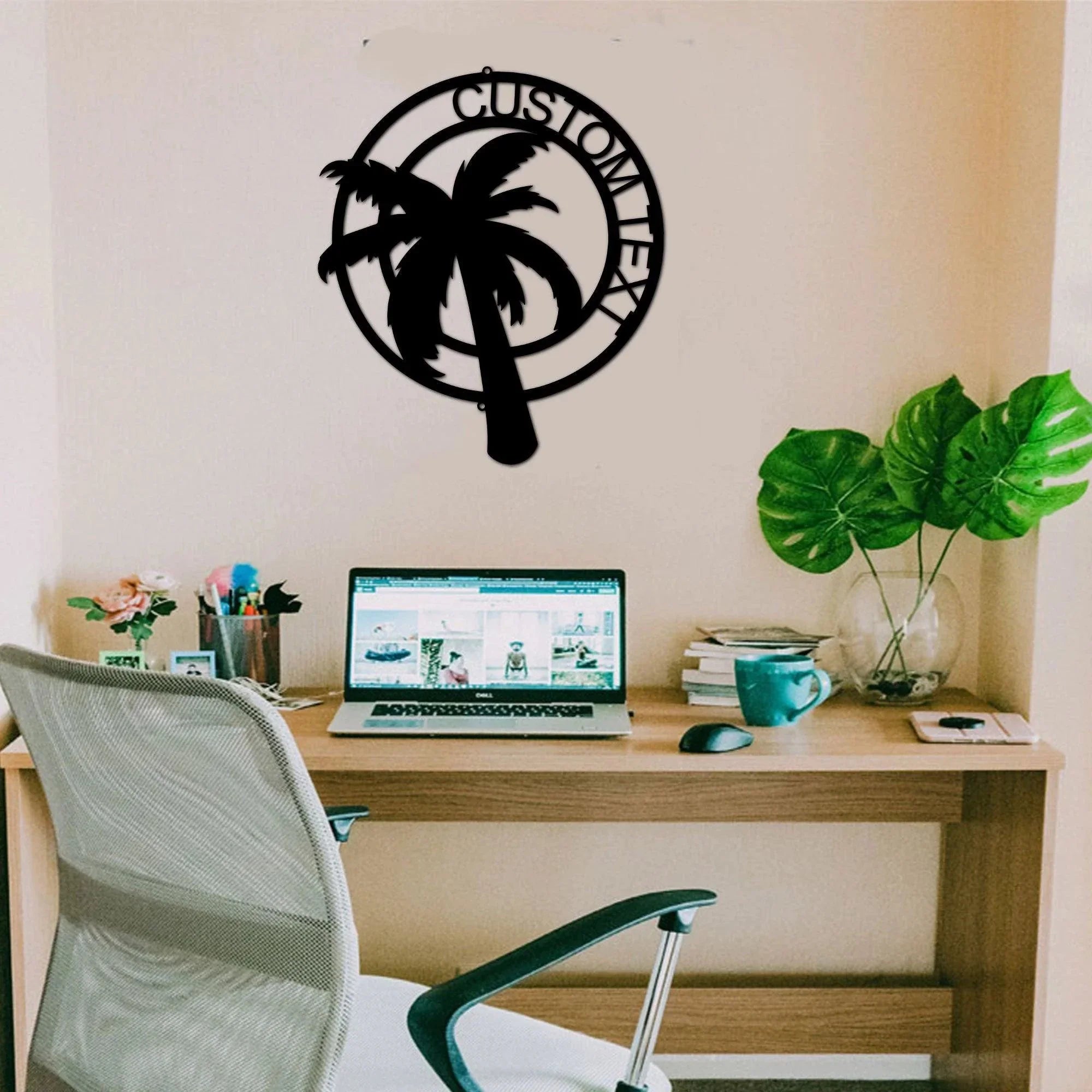 Palm Tree Custom Name Indoor Outdoor Metal Art Wall Sign
