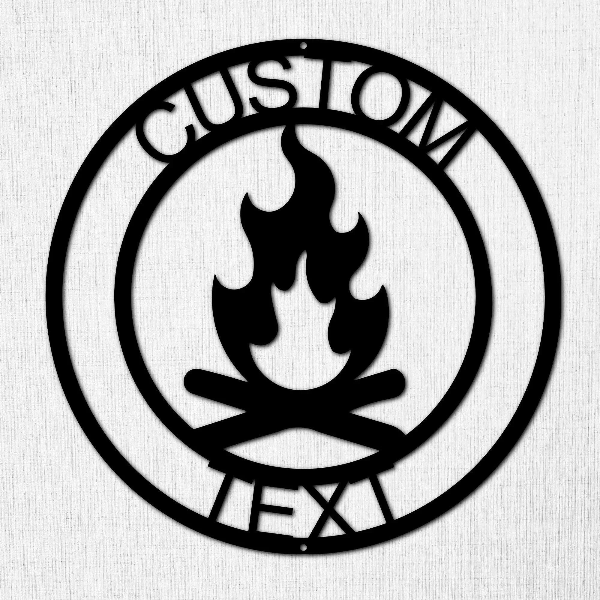 Campfire Custom Monogram Indoor Outdoor Steel Wall Sign Metal Art Home Décor
