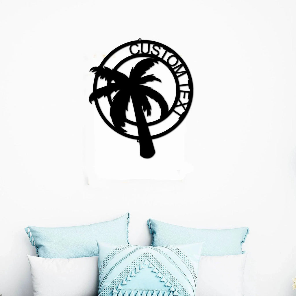 Palm Tree Custom Name Indoor Outdoor Metal Art Wall Sign