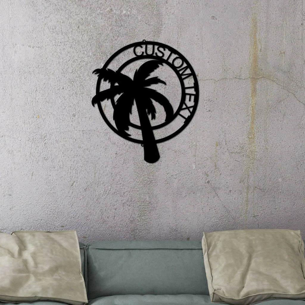 Palm Tree Custom Name Indoor Outdoor Metal Art Wall Sign