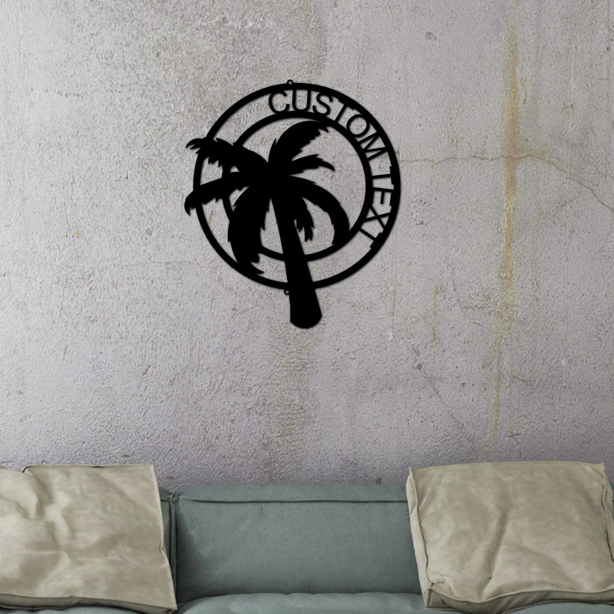 Palm Tree Custom Name Indoor Outdoor Metal Art Wall Sign