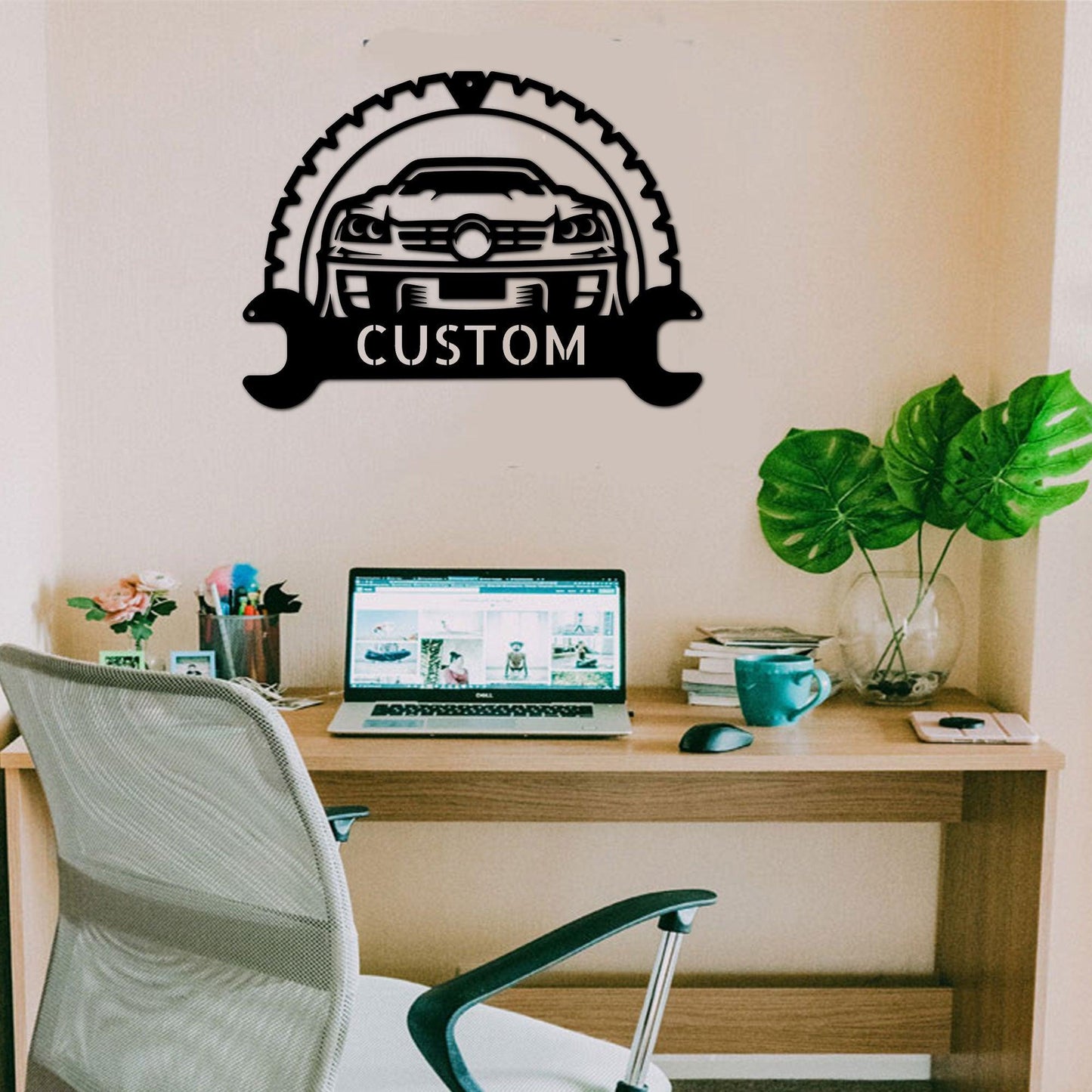 Personalized Classic Car Monogram Indoor Outdoor Steel Wall Sign - Mallard Moon Gift Shop