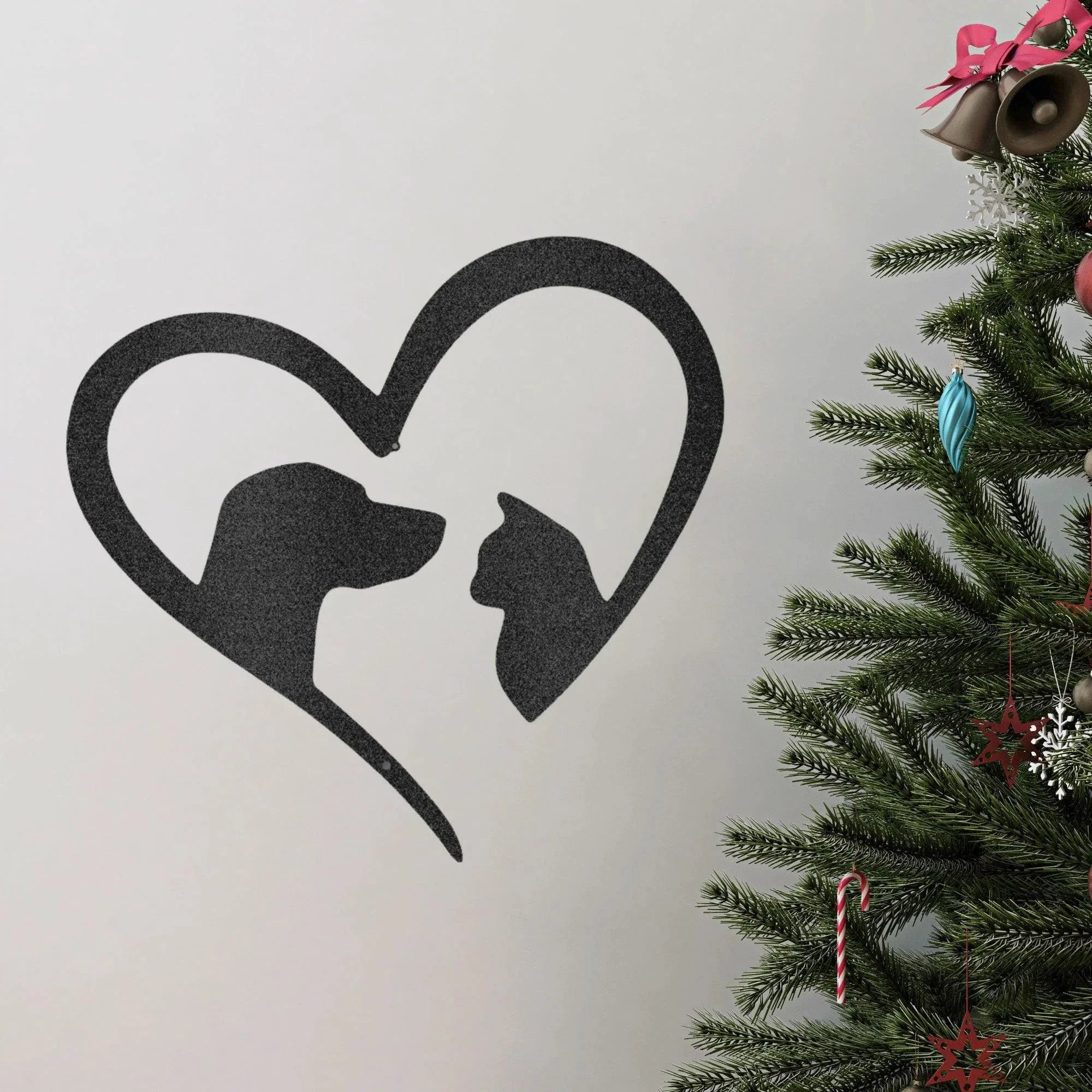 Pet Love Dog and Cat Heart Indoor Outdoor Steel Sign