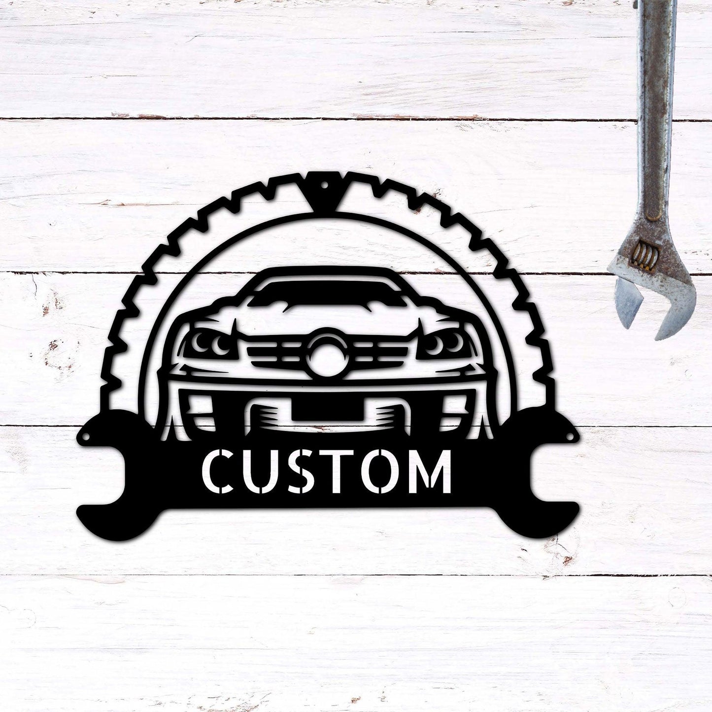Personalized Classic Car Monogram Indoor Outdoor Steel Wall Sign - Mallard Moon Gift Shop