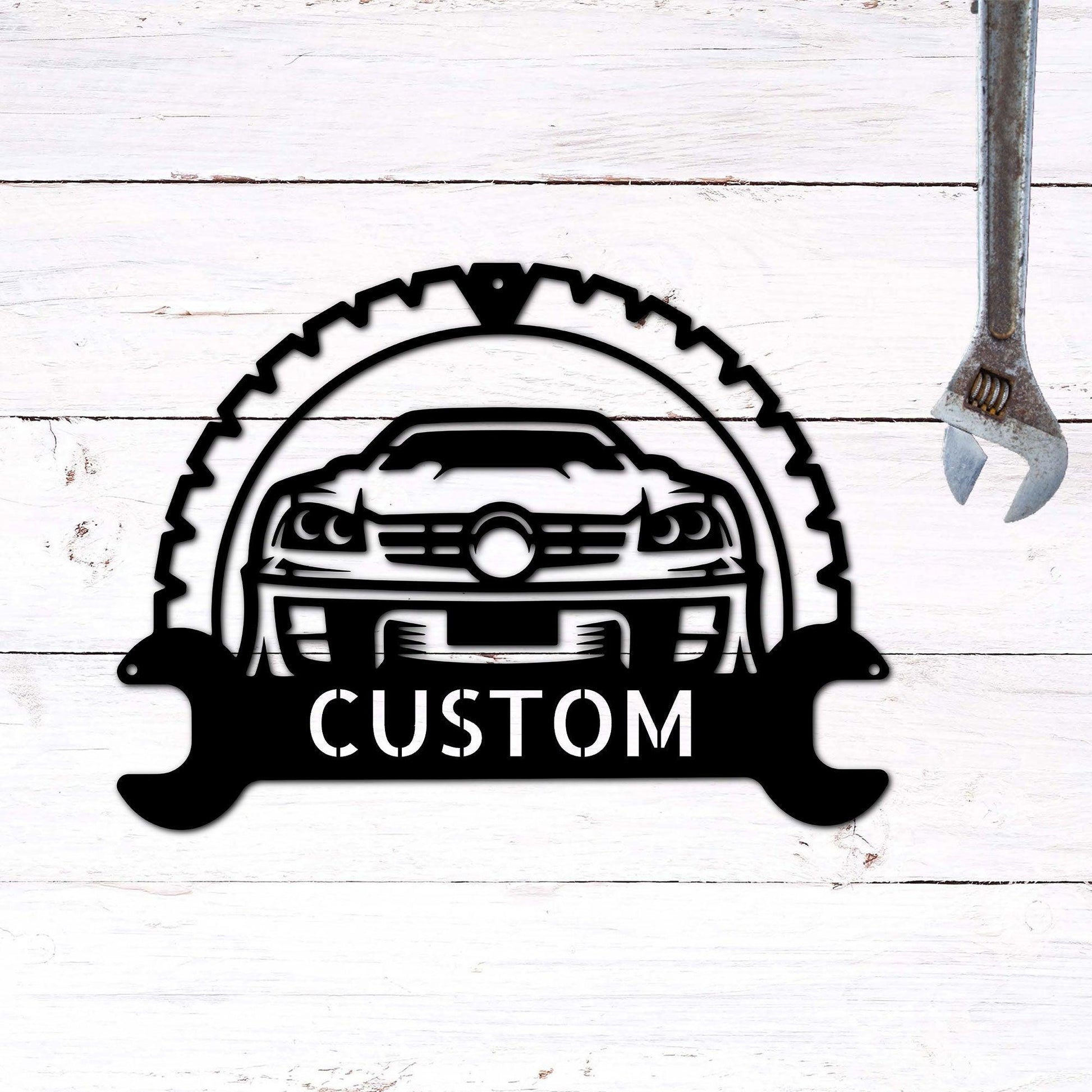 Personalized Classic Car Monogram Indoor Outdoor Steel Wall Sign - Mallard Moon Gift Shop